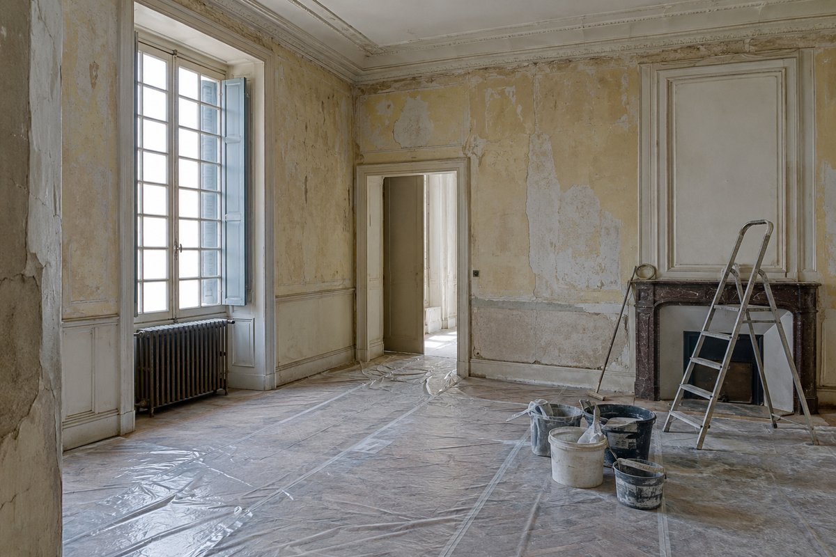 Le séjour, avant et après rénovation, état avant travaux